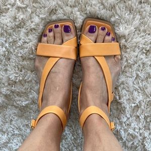 Franco Sarto Leather Ankle Wrap Sandals